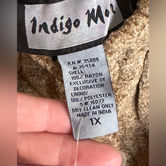 Indigo Moon Chenille Midi Lined Pull On Skirt with Tags Cowgirl Boho Rayon 1X - Picture 6 of 6